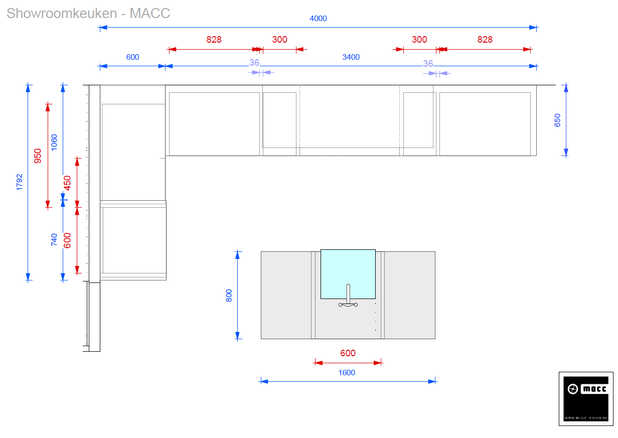 Showroomkeuken in geleefd eiken met een eiland. Tijdloos